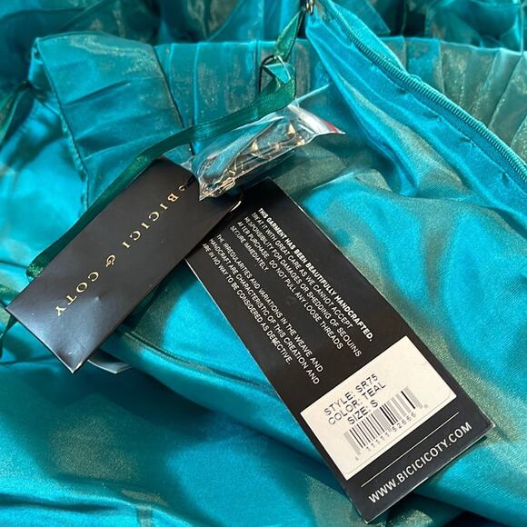 BICICI & COTY Strapless Teal Gown Rhinestones accent Size S Special Occasion NWT - Picture 11 of 15